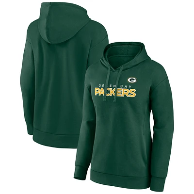 Women's Fanatics Green Green Bay Packers Iconic Cotton Fleece Checklist Pullover Hoodie