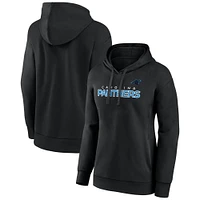 Women's Fanatics Black Carolina Panthers Iconic Cotton Fleece Checklist Pullover Hoodie