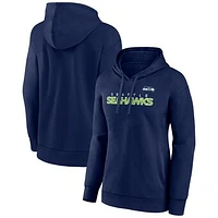 Women's Fanatics College Navy Seattle Seahawks Iconic Cotton Fleece Checklist Pullover Hoodie