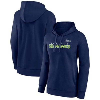 Women's Fanatics College Navy Seattle Seahawks Iconic Cotton Fleece Checklist Pullover Hoodie