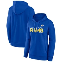 Women's Fanatics Royal Los Angeles Rams Iconic Cotton Fleece Checklist Pullover Hoodie