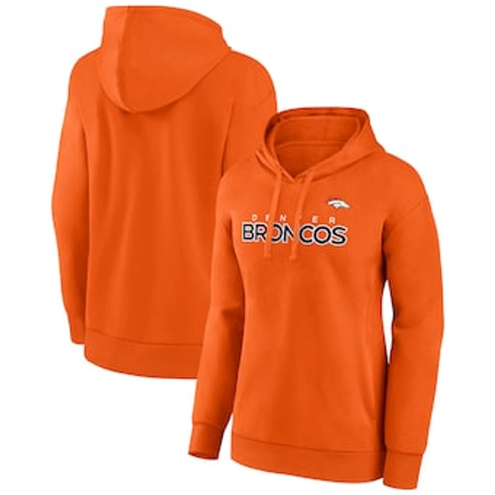 Women's Fanatics Orange Denver Broncos Iconic Cotton Fleece Checklist Pullover Hoodie