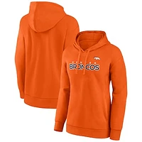 Women's Fanatics Orange Denver Broncos Iconic Cotton Fleece Checklist Pullover Hoodie