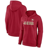 Women's Fanatics Scarlet San Francisco 49ers Iconic Cotton Fleece Checklist Pullover Hoodie