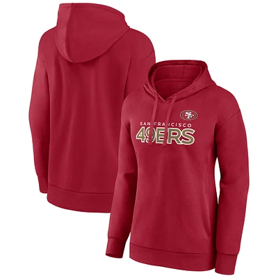 Women's Fanatics Scarlet San Francisco 49ers Iconic Cotton Fleece Checklist Pullover Hoodie