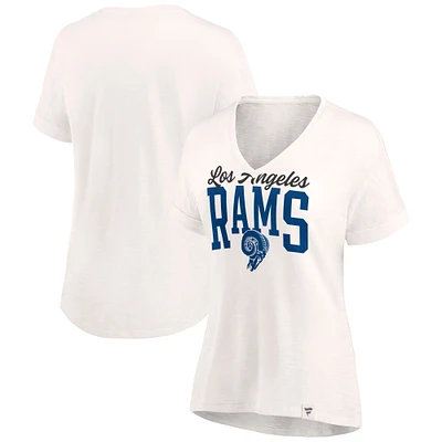 Women's Oatmeal Los Angeles Rams Motivating Force Lightweight V-Neck T-Shirt