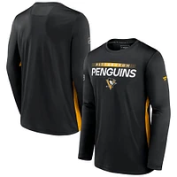 Men's Black Pittsburgh Penguins Authentic Pro Rink Performance Long Sleeve T-Shirt