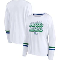 Women's Fanatics White Seattle Seahawks Retro Power Long Sleeve T-Shirt