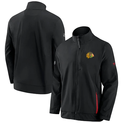 Men's Fanatics Black Chicago Blackhawks Authentic Pro Rink Coaches Full-Zip Jacket