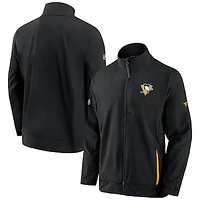 Men's Fanatics Black Pittsburgh Penguins Authentic Pro Rink Coaches Full-Zip Jacket