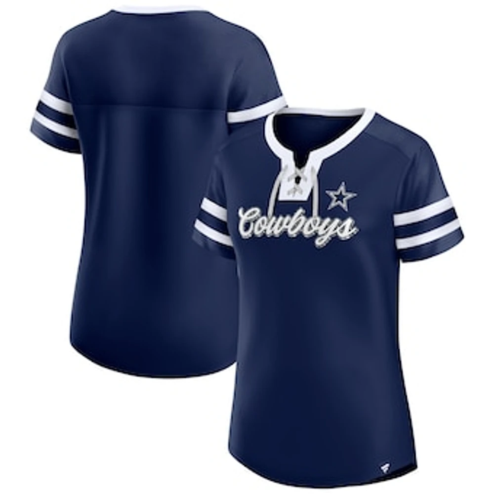 Women's Fanatics Navy Dallas Cowboys Original State Lace-Up T-Shirt