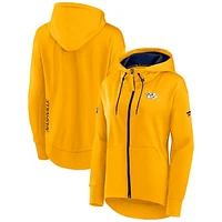 Women's Fanatics Gold Nashville Predators Authentic Pro Rink Full-Zip Hoodie