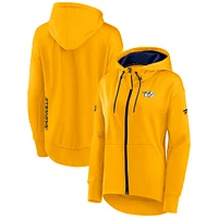 Women's Fanatics Gold Nashville Predators Authentic Pro Rink Full-Zip Hoodie