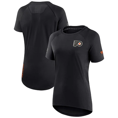 Women's Fanatics Black Philadelphia Flyers Authentic Pro Rink Raglan Tech T-Shirt