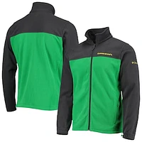 Men's Columbia Charcoal/Green Oregon Ducks Team Flanker III Fleece Full-Zip Jacket