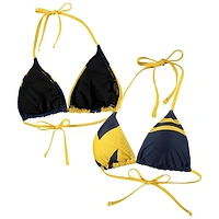 Women's FOCO Navy Michigan Wolverines Wordmark Bikini Top