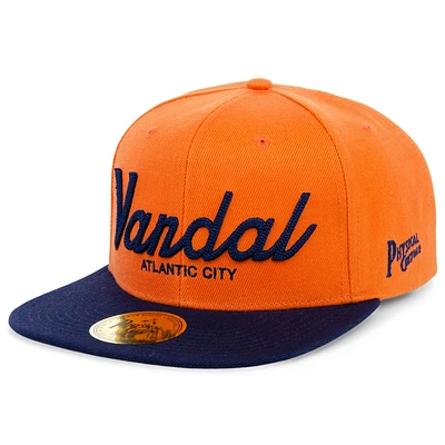 Men's Physical Culture Orange Vandal Athletic Club Black Fives Snapback Adjustable Hat