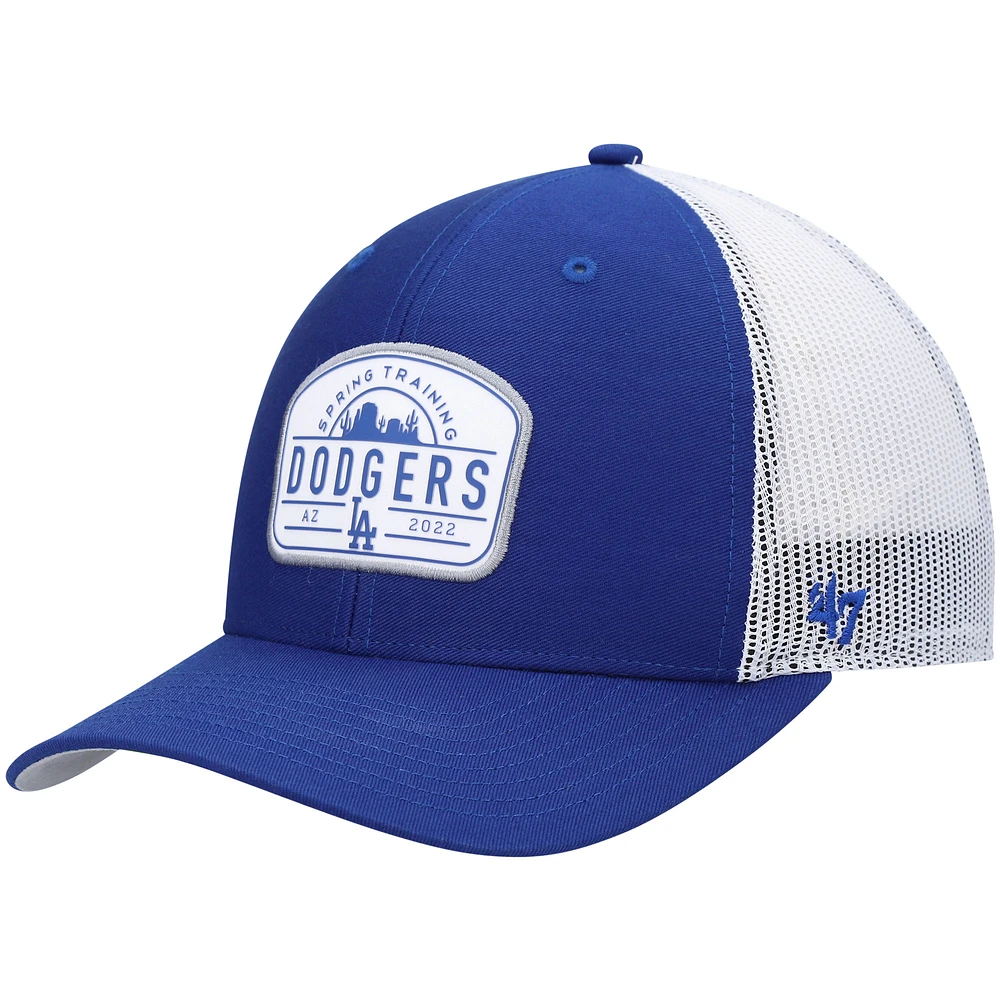 Men's '47 Royal/White Los Angeles Dodgers 2022 Spring Training Panorama Trucker Snapback Hat