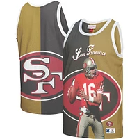 Men's Mitchell & Ness Joe Montana Black/Gold San Francisco 49ers Retired Player Graphic Tank Top