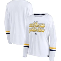 Women's Fanatics White Cal Bears Retro Power Striped Long Sleeve T-Shirt