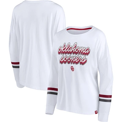 Women's Fanatics White Oklahoma Sooners Retro Power Striped Long Sleeve T-Shirt