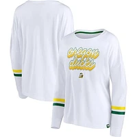 Women's Fanatics White Oregon Ducks Retro Power Striped Long Sleeve T-Shirt