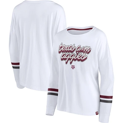 Women's Fanatics White Texas A&M Aggies Retro Power Striped Long Sleeve T-Shirt