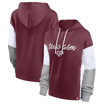 Women's Fanatics Maroon Texas A&M Aggies Play It Safe Colorblock Pullover Hoodie