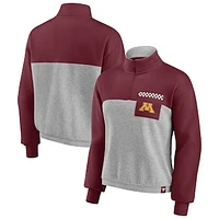 Women's Fanatics Maroon/Heathered Gray Minnesota Golden Gophers Sideline to Colorblock Quarter-Zip Jacket