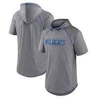 Men's Fanatics Heathered Gray Kentucky Wildcats Four Relay Poly Hooded T-Shirt