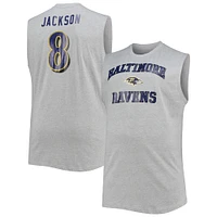 Men's Lamar Jackson Heathered Gray Baltimore Ravens Big & Tall Player Name Number Muscle Tank Top