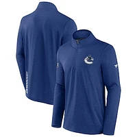 Men's Fanatics Heather Royal Vancouver Canucks 2022 Authentic Pro Fleece - Quarter-Zip Jacket