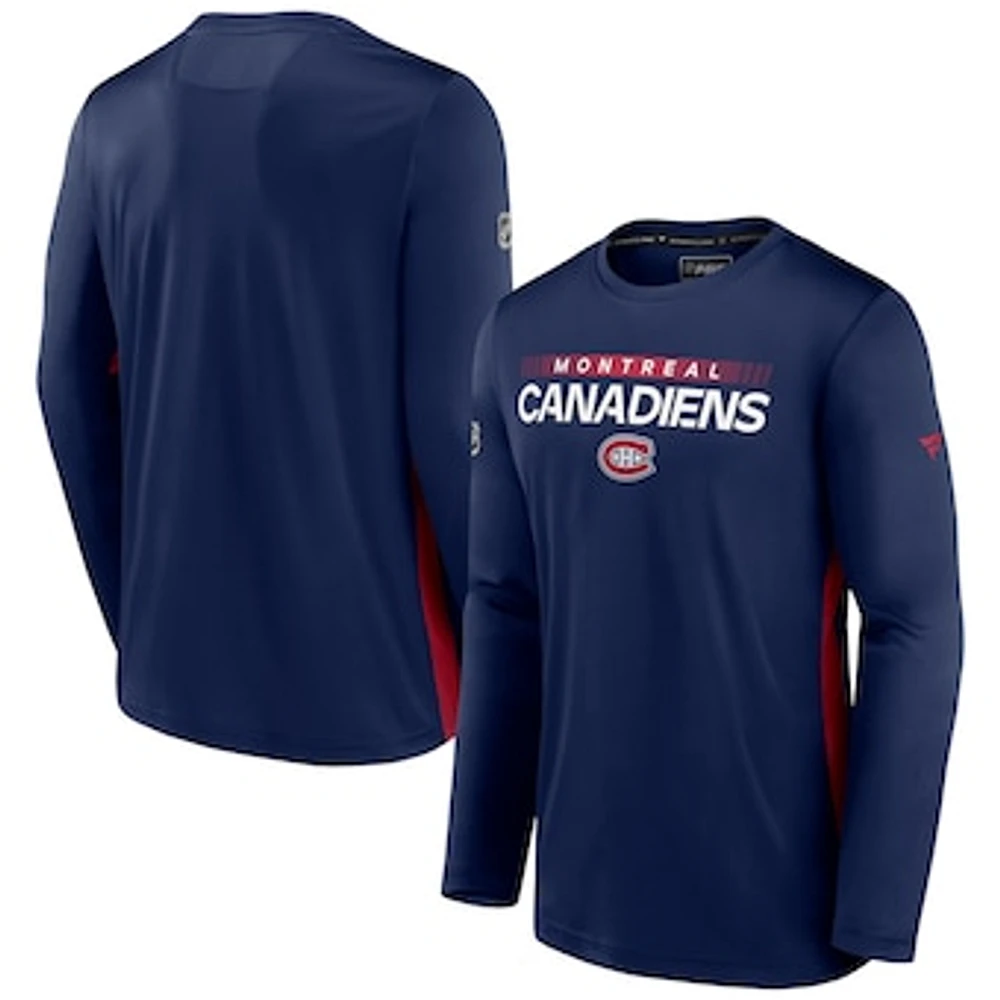 Men's Fanatics Navy Montreal Canadiens Authentic Pro Tech - Long Sleeve T-Shirt