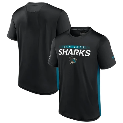 Men's Fanatics Black/Teal San Jose Sharks Authentic Pro Rink Tech T-Shirt