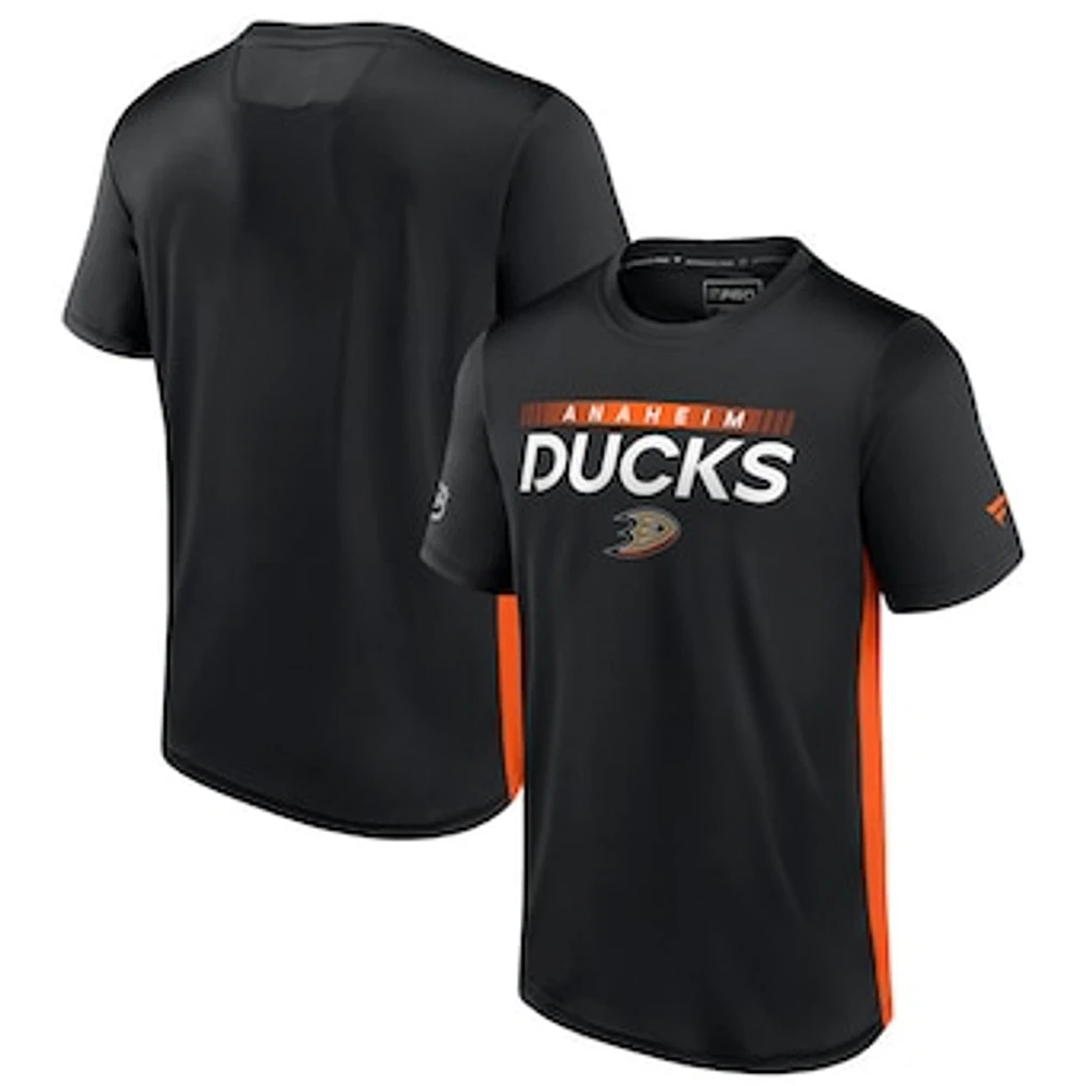 Men's Fanatics Black/Orange Anaheim Ducks Authentic Pro Rink Tech T-Shirt