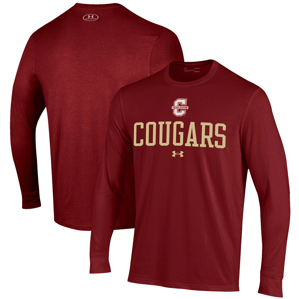 Men's Under Armour Maroon Charleston Cougars Performance Long Sleeve T-Shirt