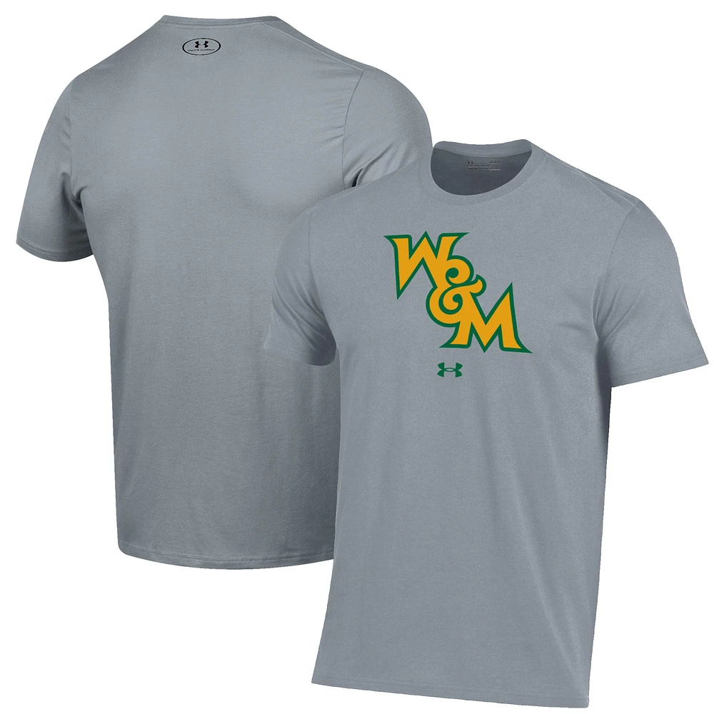 Men's Under Armour Gray William & Mary Tribe Primary Performance T-Shirt