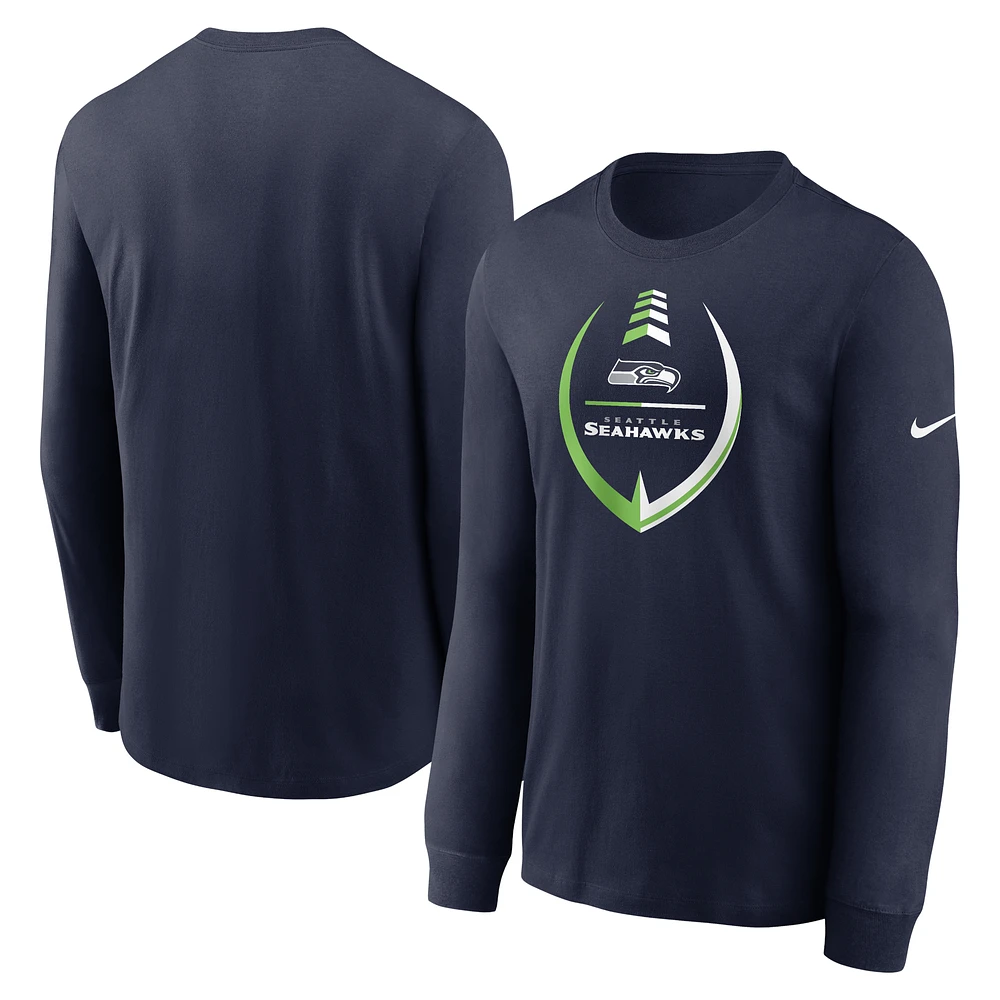 Men's Nike College Navy Seattle Seahawks Icon Legend Long Sleeve Performance T-Shirt