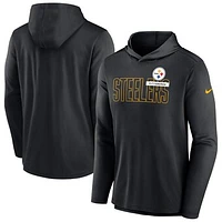 Men's Nike Black Pittsburgh Steelers Lightweight Performance Hooded Long Sleeve T-Shirt