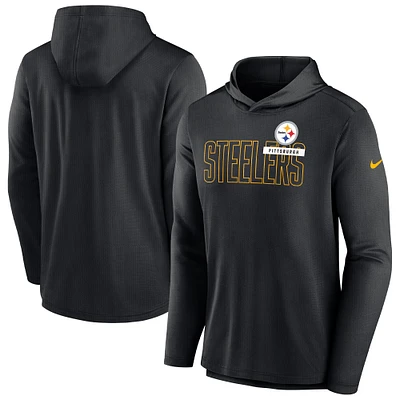 Men's Nike Black Pittsburgh Steelers Lightweight Performance Hooded Long Sleeve T-Shirt