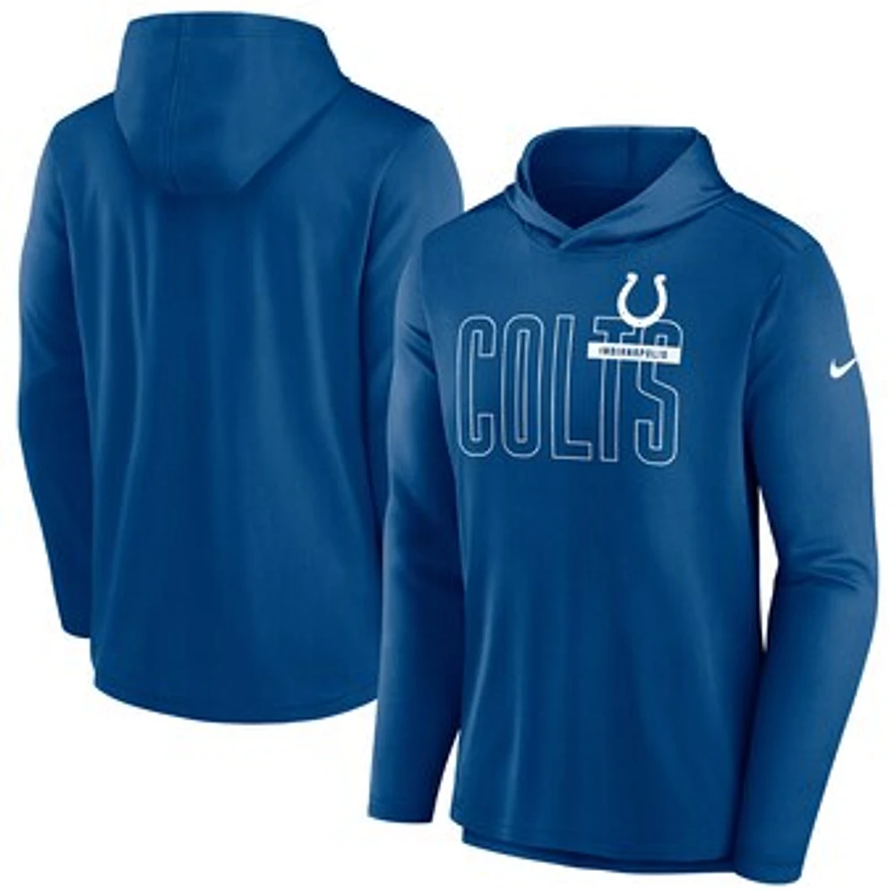 Men's Nike Royal Indianapolis Colts Lightweight Performance Hooded Long Sleeve T-Shirt