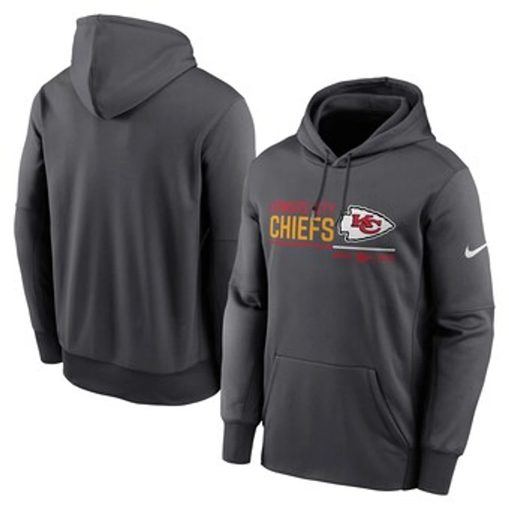 Men's Nike Anthracite Kansas City Chiefs Prime Logo Name Split Pullover Hoodie