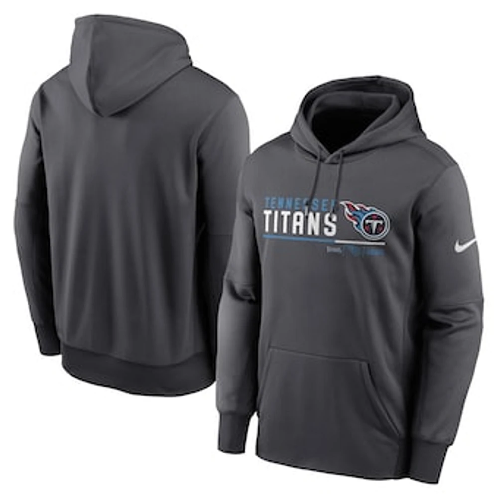 Men's Nike Anthracite Tennessee Titans Prime Logo Name Split Pullover Hoodie