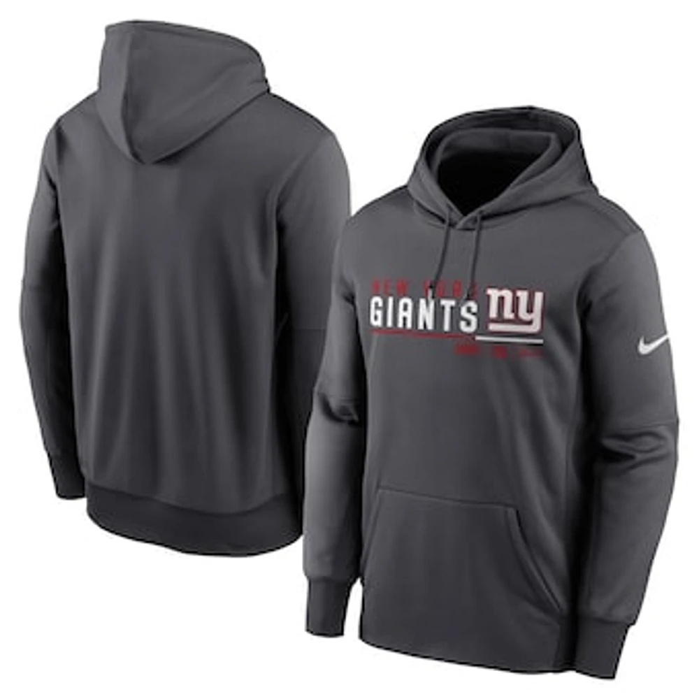 Men's Nike Anthracite New York Giants Prime Logo Name Split Pullover Hoodie