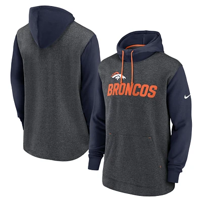 Men's Nike Heather Charcoal/Navy Denver Broncos Surrey Legacy Pullover Hoodie