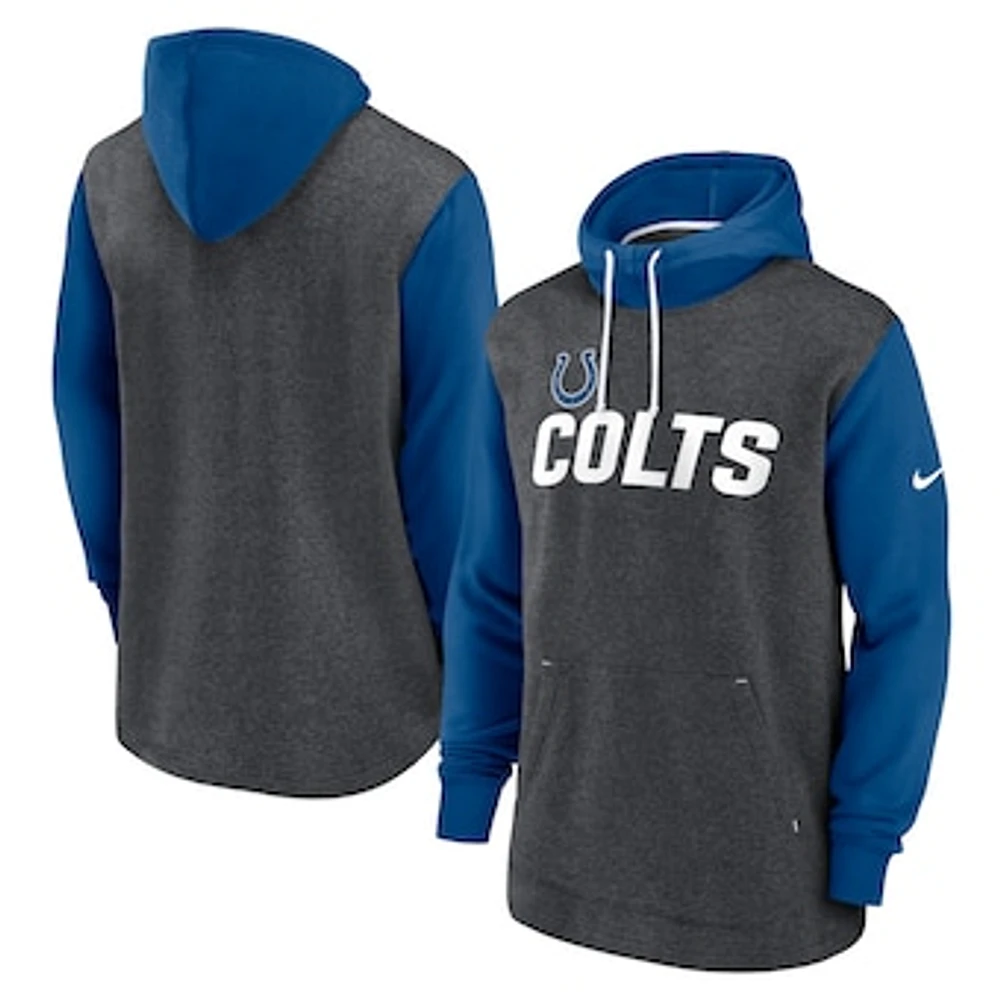 Men's Nike Heathered Charcoal/Royal Indianapolis Colts Surrey Legacy Pullover Hoodie