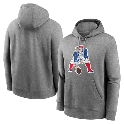 Men's Nike Heathered Gray New England Patriots Rewind Club Fleece Pullover Hoodie