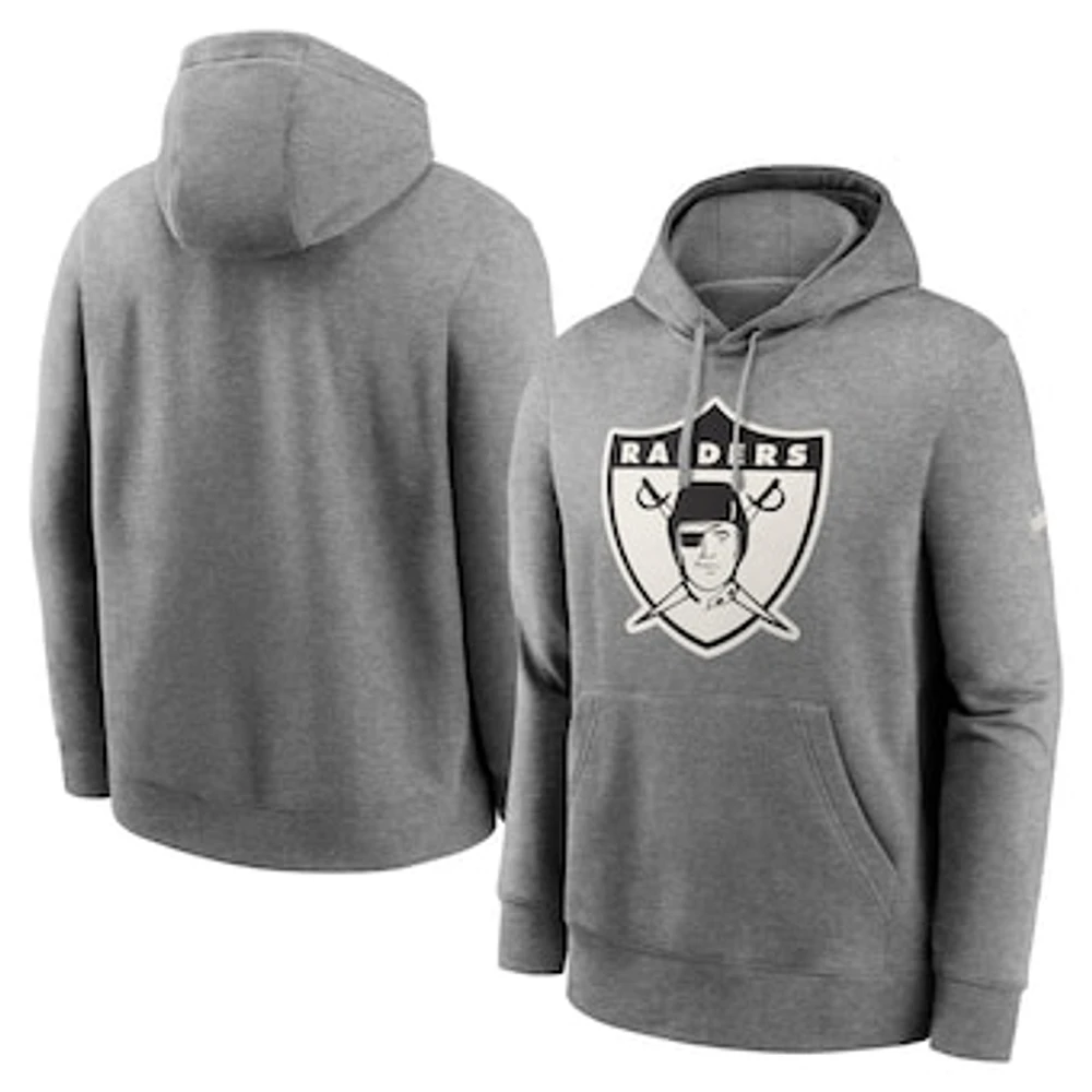 Men's Nike Heathered Gray Oakland Raiders Rewind Club Fleece Pullover Hoodie