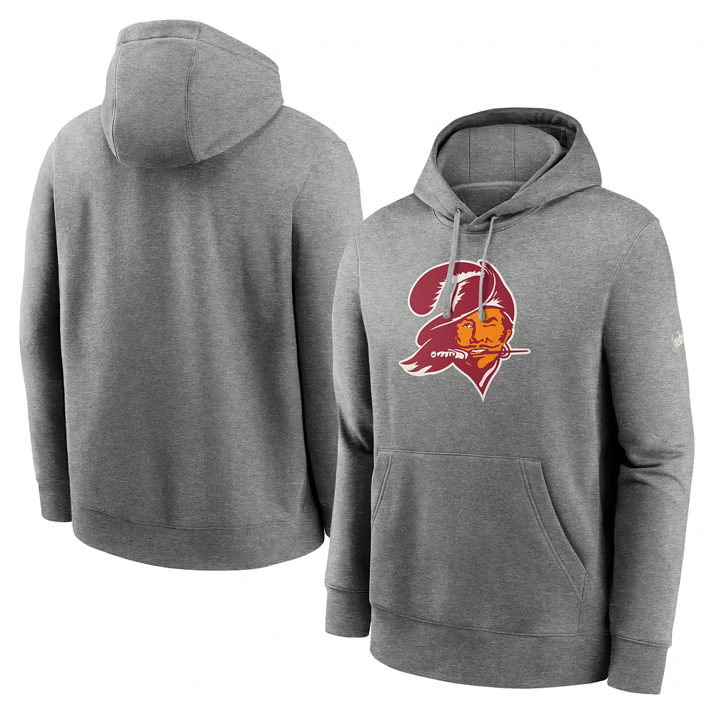 Men's Nike Heathered Gray Tampa Bay Buccaneers Rewind Club Fleece Pullover Hoodie