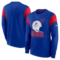 Men's Nike Heather Royal New England Patriots Rewind Playback Helmet Long Sleeve T-Shirt